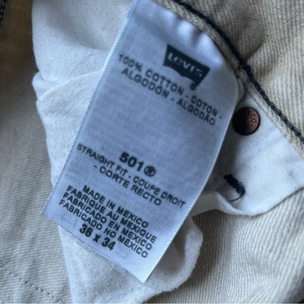 Levis 501 XX Straight Leg Beige Button Fly Rigid Y2K Jeans 36 X 34 (34 X 31)